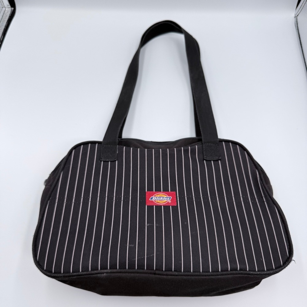 Dickies Y2K Black Pinstripe Mini Bowler Bag Canvas Shoulder Purse Yak Pak - Picture 2 of 8